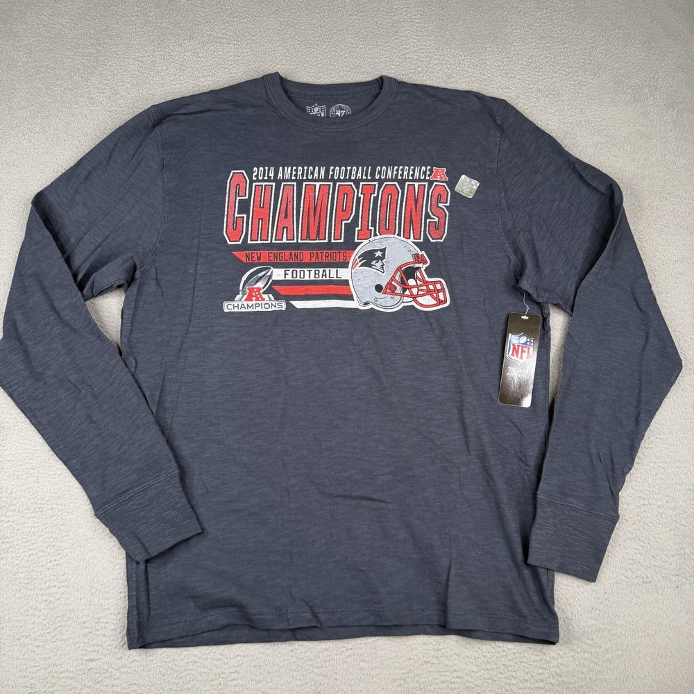 New England Patriots Shirt Mens Medium Gray NFL Football '47 2014 AFC Champs